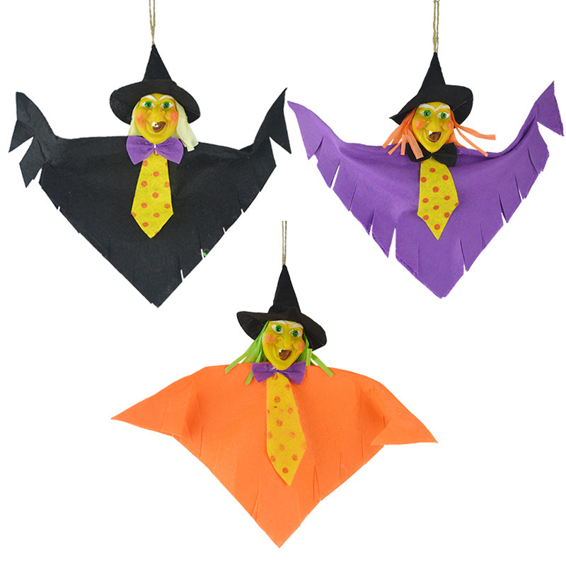 万圣节南瓜巫婆花环挂件鬼节场景布置道具用品稻草装饰品挂件拉花