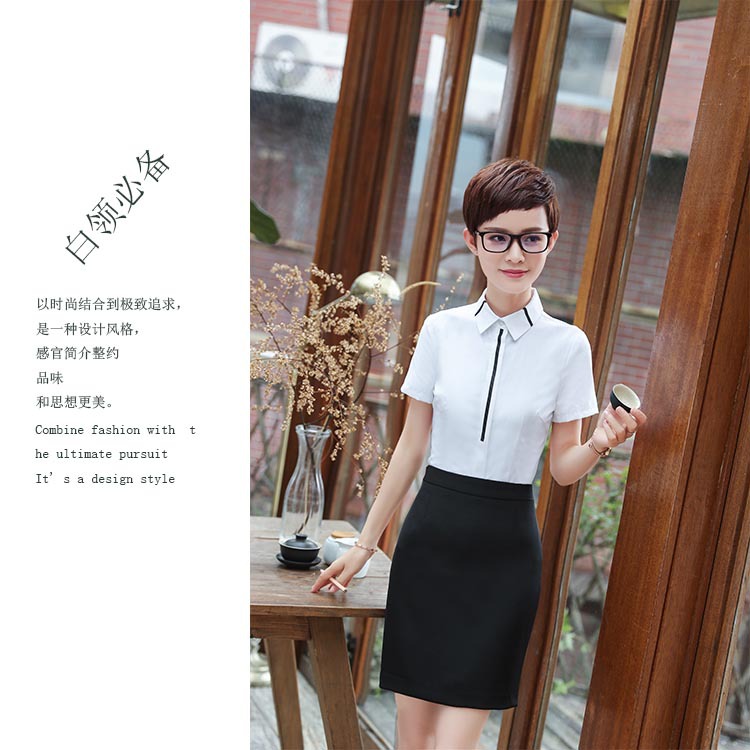 酒店工作服夏装女衬衫短袖餐饮饭店KTV服务员前台收银员职业套装