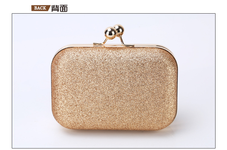 225g Weight Polyester Lining Material Buckle Closure Type Single Shoulder Strap Strap Type Evening Bag Bags Type Solid Color Pattern Fashion Style Gold, Silver, Black Color Small Size Simple Dinner Bag Handmade Shining Evening Bag Wedding Banquet Clutch 3