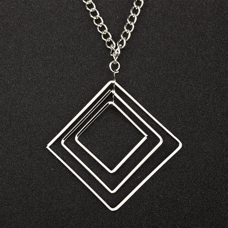 Sweater Chain Europe And America Simple Square Multi-layer Geometric Necklace display picture 4