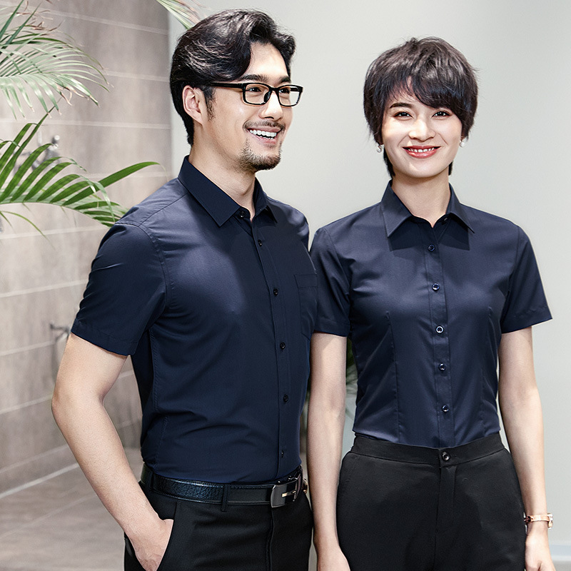 2019 Spring/Summer Suit Shirt Women's Business Wear Short-sleeved Hotel Attendant Hairdresser Shirt Custom-made Slim Fit