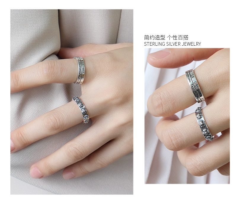 Korean Roman Numeral Sterling Silver Opening Ring display picture 6