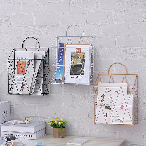 Iron simple bookshelf hanging wall storage rack children's picture book wall hanging book newspaper magazine rack bathroom toilet balcony