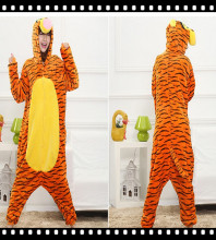 秋冬季3D跳跳虎儿童可爱男女法兰绒家居服卡通动物连体睡衣