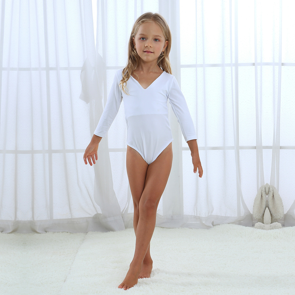 Deep V Neck Cross Back Long Sleeve Parent Child Top Kids Jumpsuit Swimsuit Comfortable Fabric Stylish Design Summer