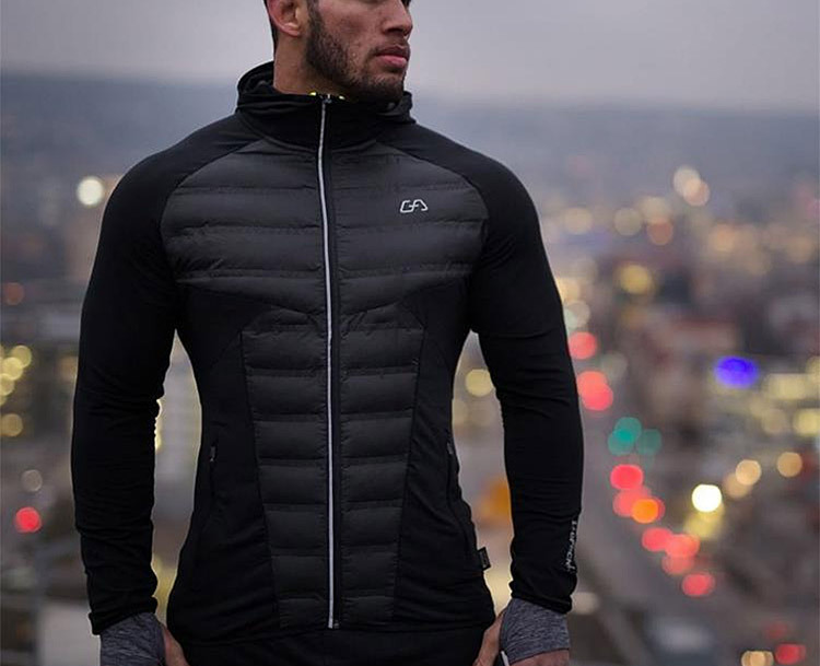 Vīriešu apģērbs Muscle Fitness Brothers ziemas sporta treniņtērps vīriešu īsa ikdienas kapuce kokvilnas jaka vienkrāsaina_voghion.com