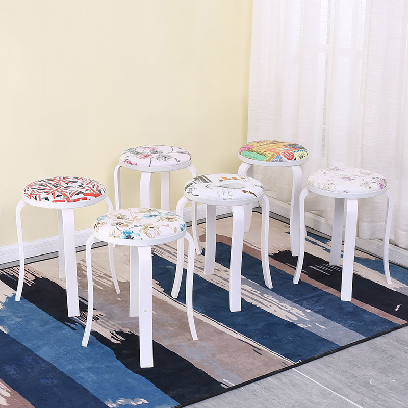 Simplicity Fabric art solid wood Meals stool Small round stool Wooden benches a living room household adult Dining chair A generation of fat