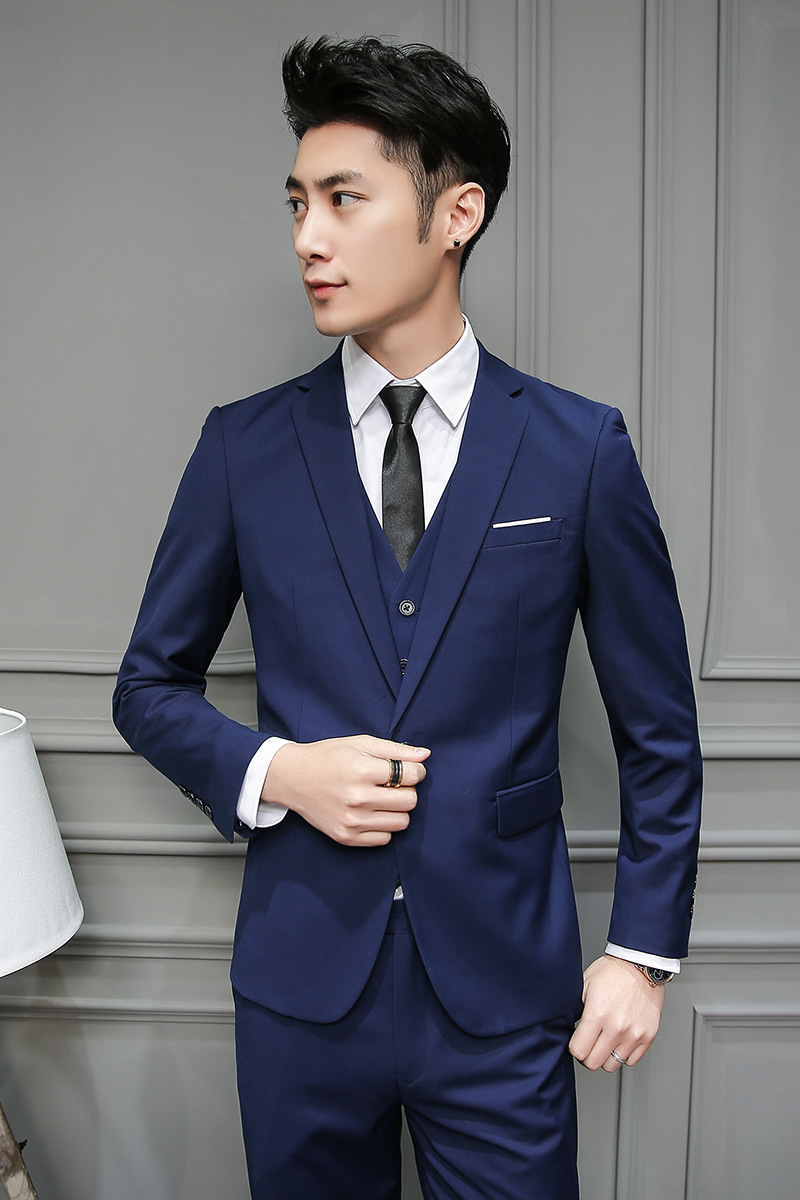 Traje traje de tres piezas SLIM-Fit coreano casual traje de negocios formal vestido de novia novio mejor traje de hombre