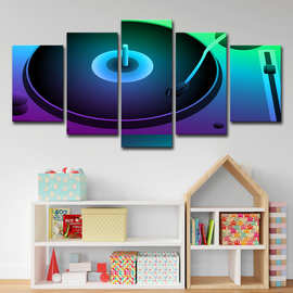 跨境Aliexpress ins5件荧光彩色唱片DJ唱盘图片家庭装饰