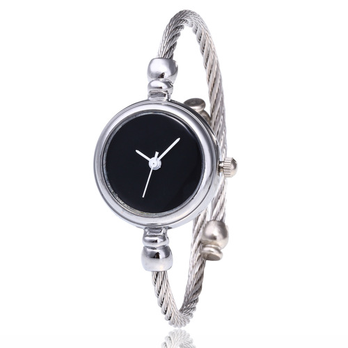 Chic-style decorative watch for women, student-friendly silver bracelet-style, open design, fresh and versatile Korean version, minimalist and retro watch.