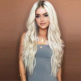 女士假发欧美长卷发新款化纤双色假发套跨境厂家货源现货代发