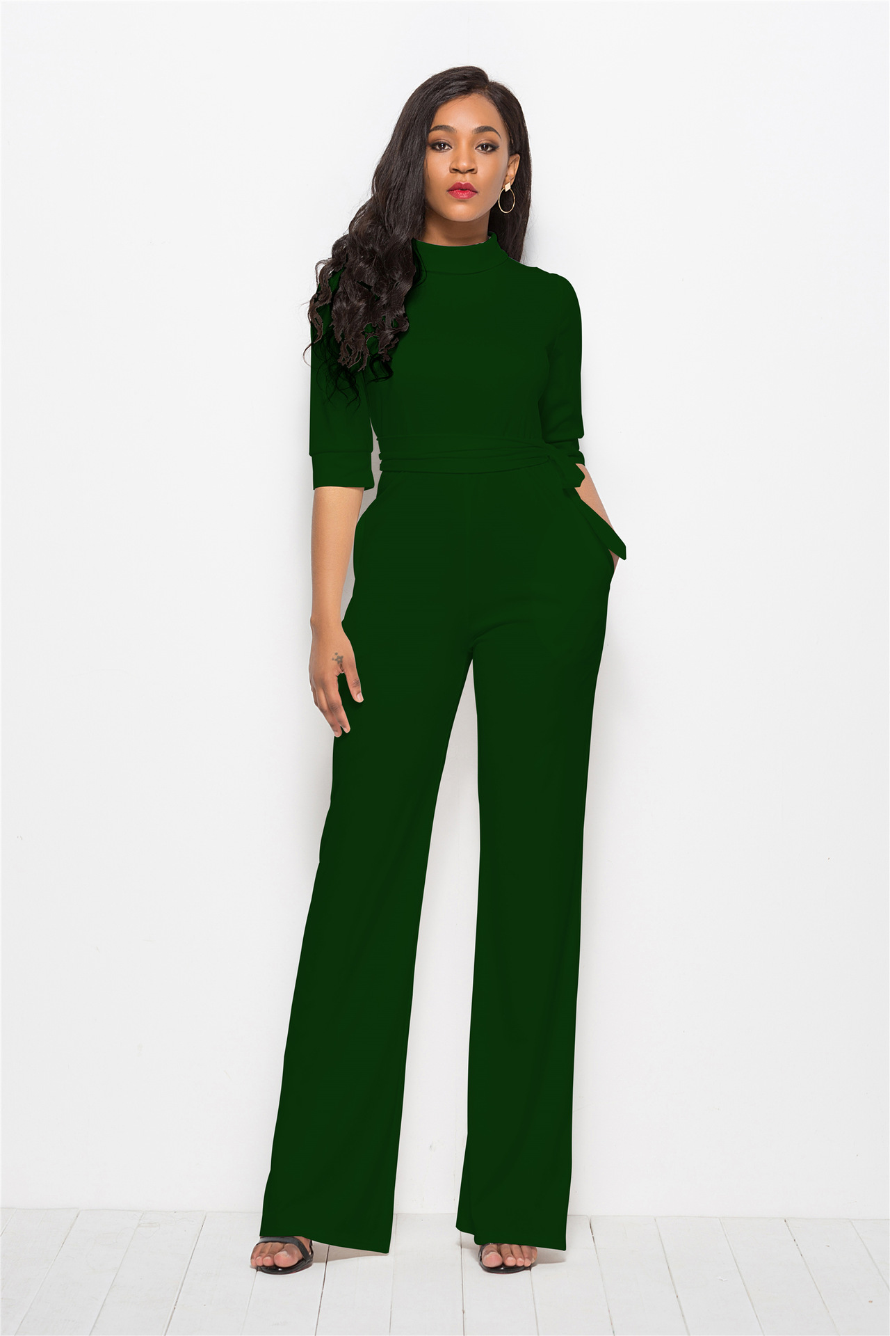 solid color wide-leg jumpsuit NSLM30309