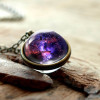 Double-sided glossy accessory, starry sky solar-powered, necklace, wish, European style