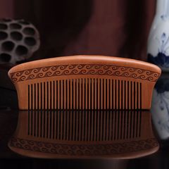 Thick Double-Sided Carved Peach Wood Comb Large Anti-Static Portable Crescent Shampoo Comb Natural Wood Comb with Free LOGO