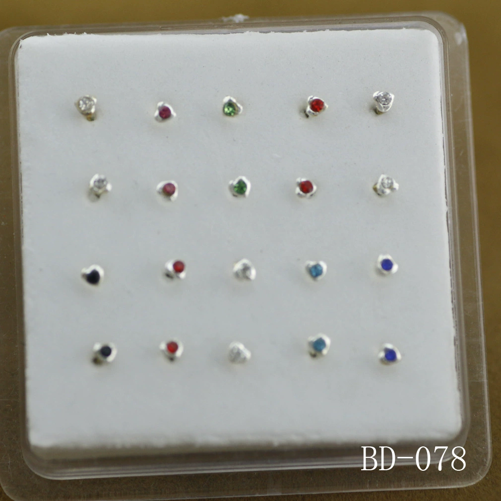 Европейский и американский Новый прокол носа ногтей Цвет в форме сердца серебряный нос ногтей унисекс желание трансграничной поставки