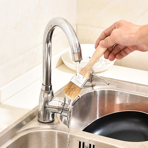 Two-pack oil brush barbecue brush oil wool brush high temperature resistant kitchen barbecue egg liquid wooden handle brush baking tool