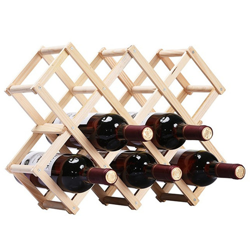 European-style wine rack creative solid wood folding wine rack wooden wine rack iron multi-bottle design