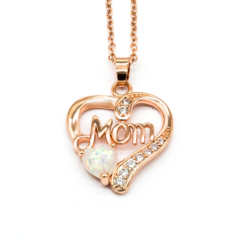 Inlay Design Copper Simple Style Classic Style Heart Shape Inlaid Gemstone Necklace
