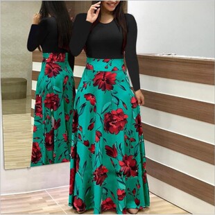 2019�����Q����W���L����ӡ��ƴɫ�B��ȹ�LȹŮ�b 19ԪS-5XL�F؛