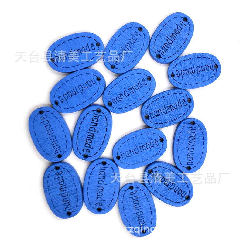 20mm color botón oval placa de madera hecho a mano láser logo decorativo hebilla 100