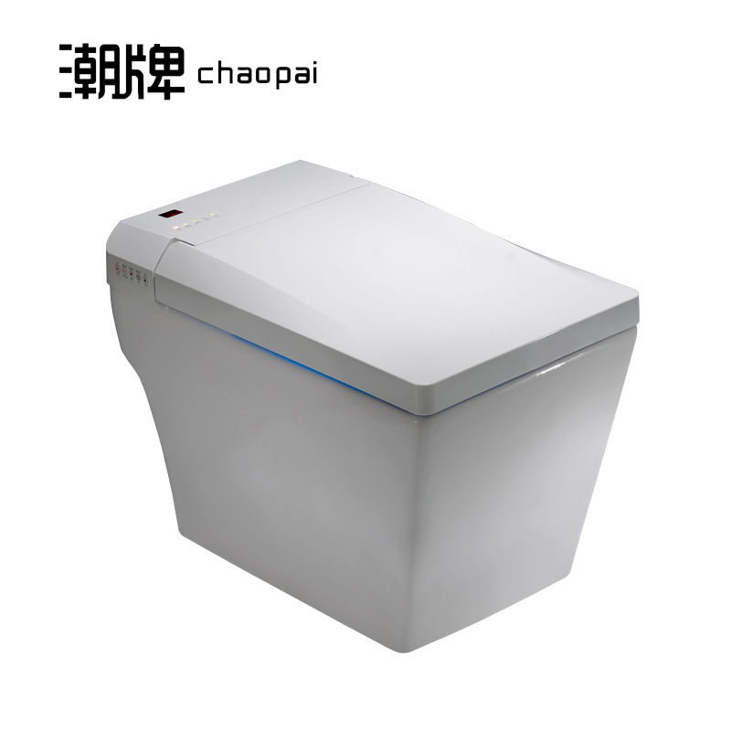 潮牌全自动冲水一体式智能马桶家用坐便器座便电动冲水即热无水箱|ru