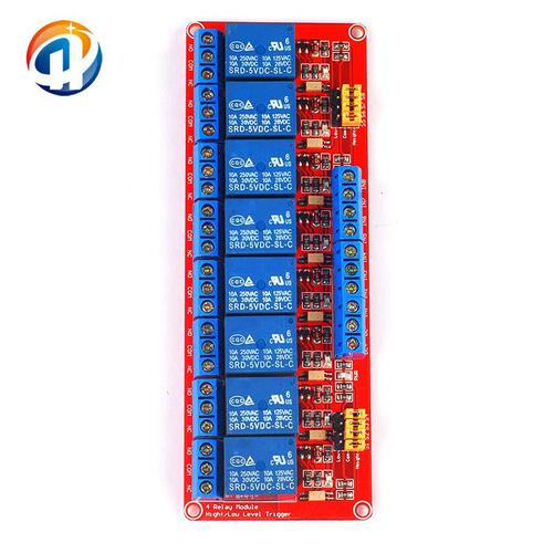 8-channel 5V relay module with optocoupler isolation, high/low level trigger, for PLC control expansion board