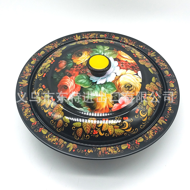 水果盘创意风格家居零食糖果婚庆结婚干果坚果盘喷漆贴花带盖果盘详情图10