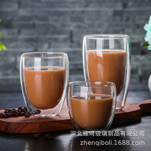 耐熱創意玻璃咖啡杯隔熱透明蛋形牛奶杯果汁杯批發加厚雙層玻璃杯
