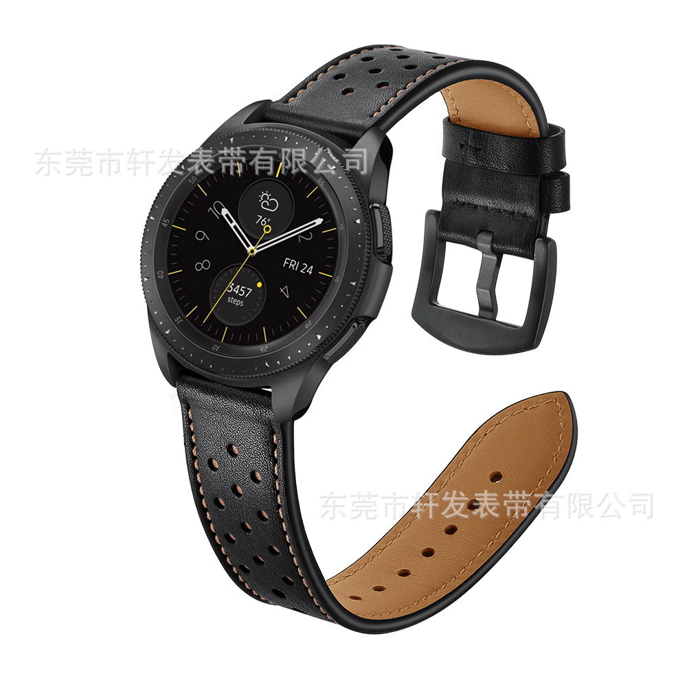 适用三星galaxy watch3/5智能手表表带运动手表头层真牛皮洞洞款详情29