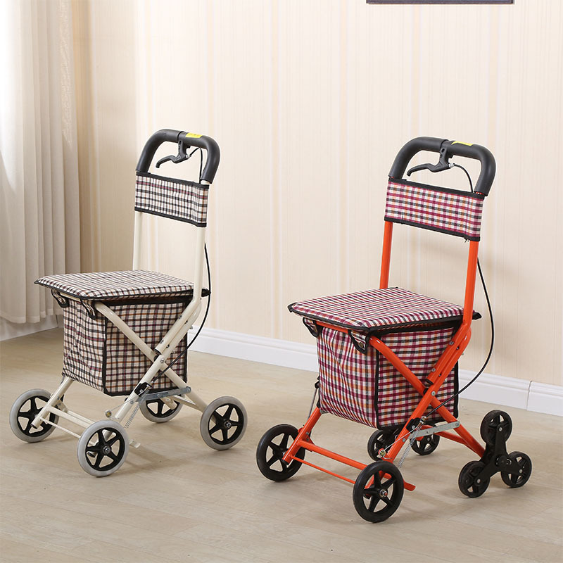 【包邮】买菜车老年手推车可推可坐老人可折叠助步车四轮购物车|ms