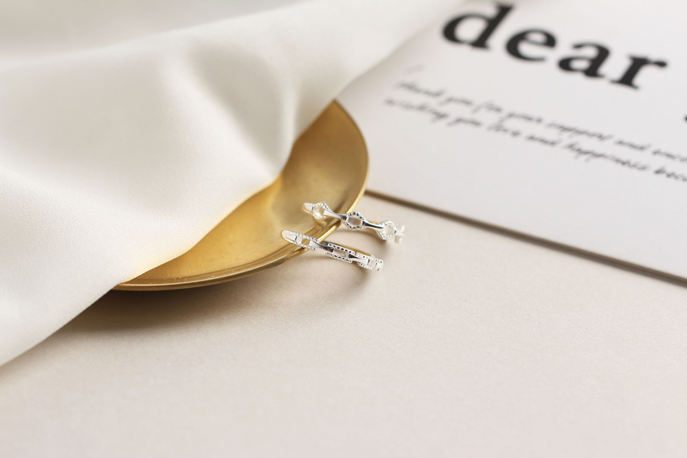 Korean minimalist geometric shape plain silver open S925 sterling silver finger ring