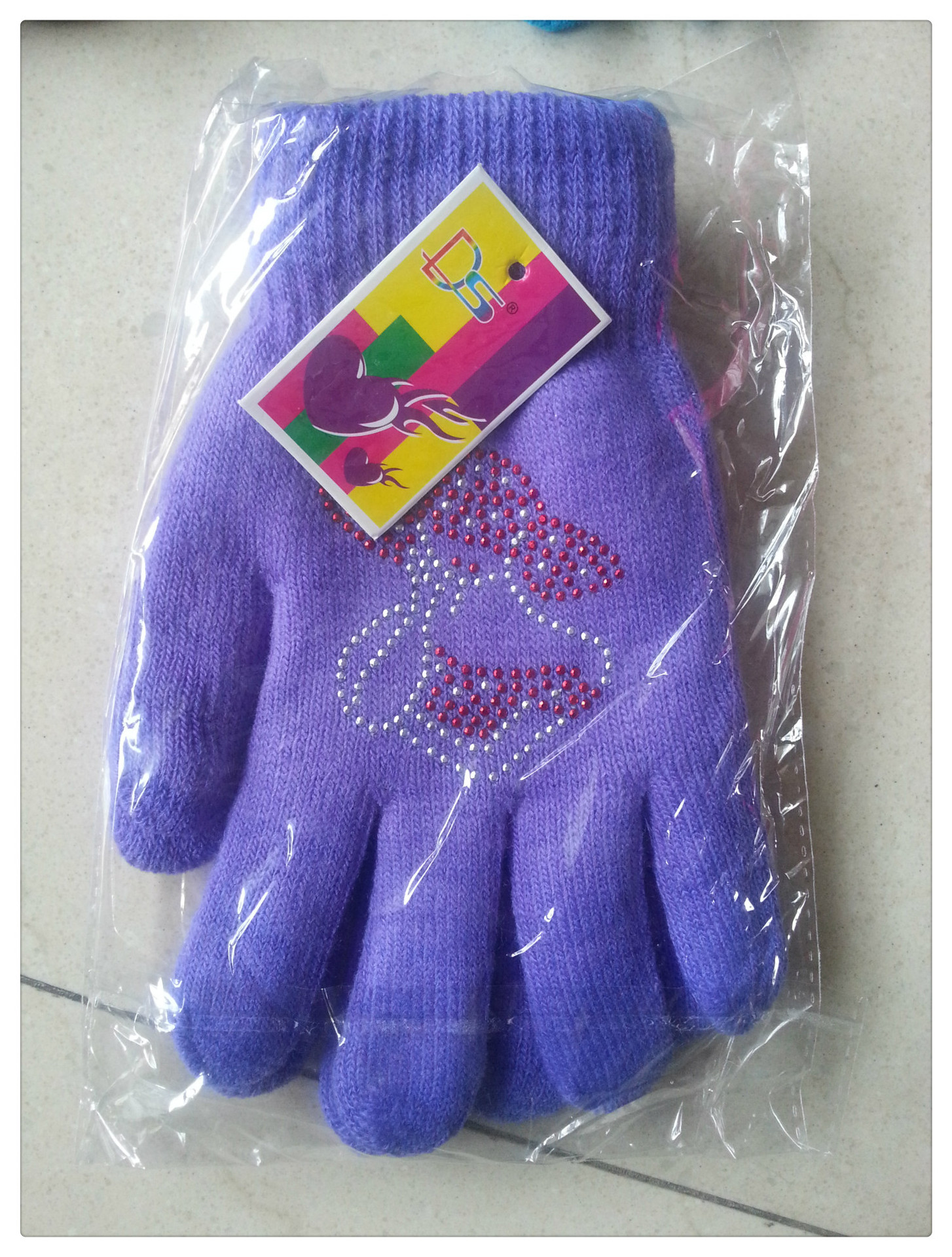 De Punto de fábrica de invierno de doble capa hembra adulta hembra caliente fibra acrílica dedo guantes de perforación en caliente puede ser muestra se puede pedir