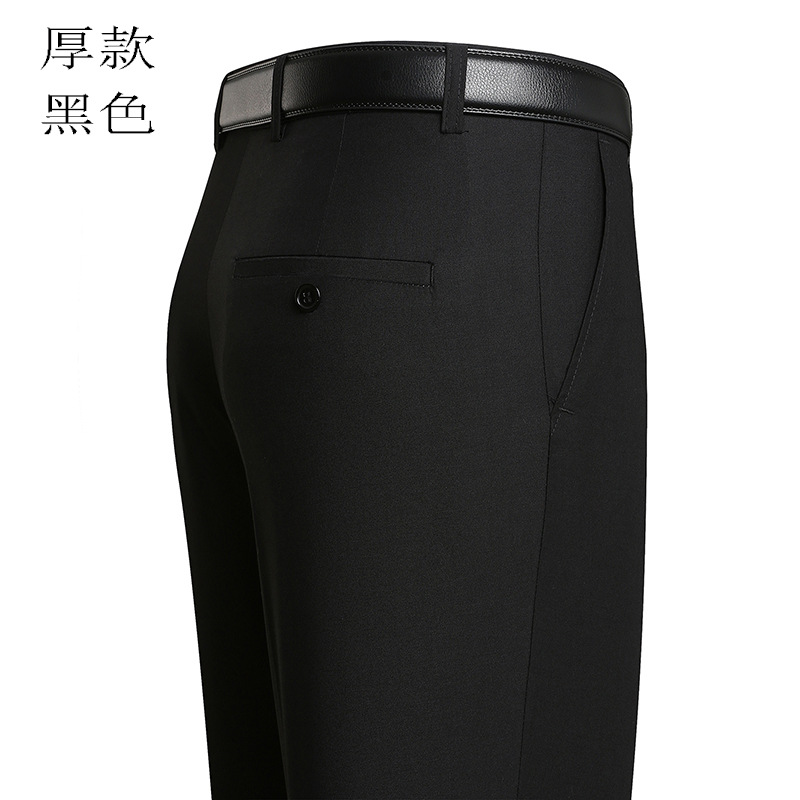 Pantalones de traje forrados de lana para hombres de otoño pantalones de traje gruesos sueltos de cintura alta de negocios rectos pantalones de traje formal de mediana edad para hombres image 8
