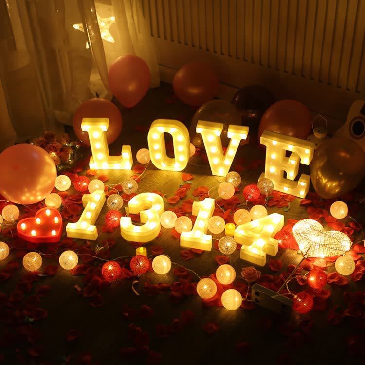 창조적 인 INS 장식 조명 LED 조명 편지 모델링 조명 빛나는 결혼식 낭만적 인 제안 생일 크리스마스 밤 조명