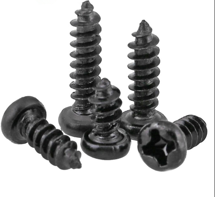 【PA黑色】M3.5圆头十字自攻螺丝黑色盘头十字自攻尖尾电子螺丝钉