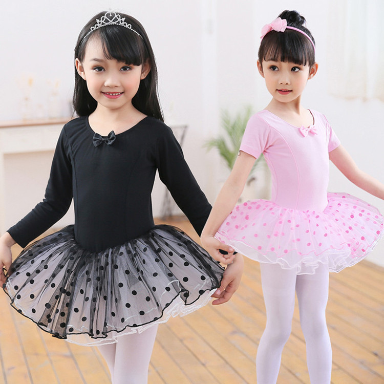 Kids pink black tutu leotard dress gymnastics ballet dance dress uniforms girl ballet dance
