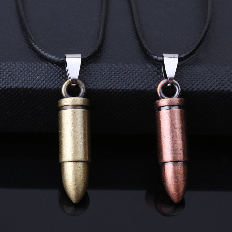 Collar con colgante de bala para parejas de acero inoxidable brillo_voghion.com