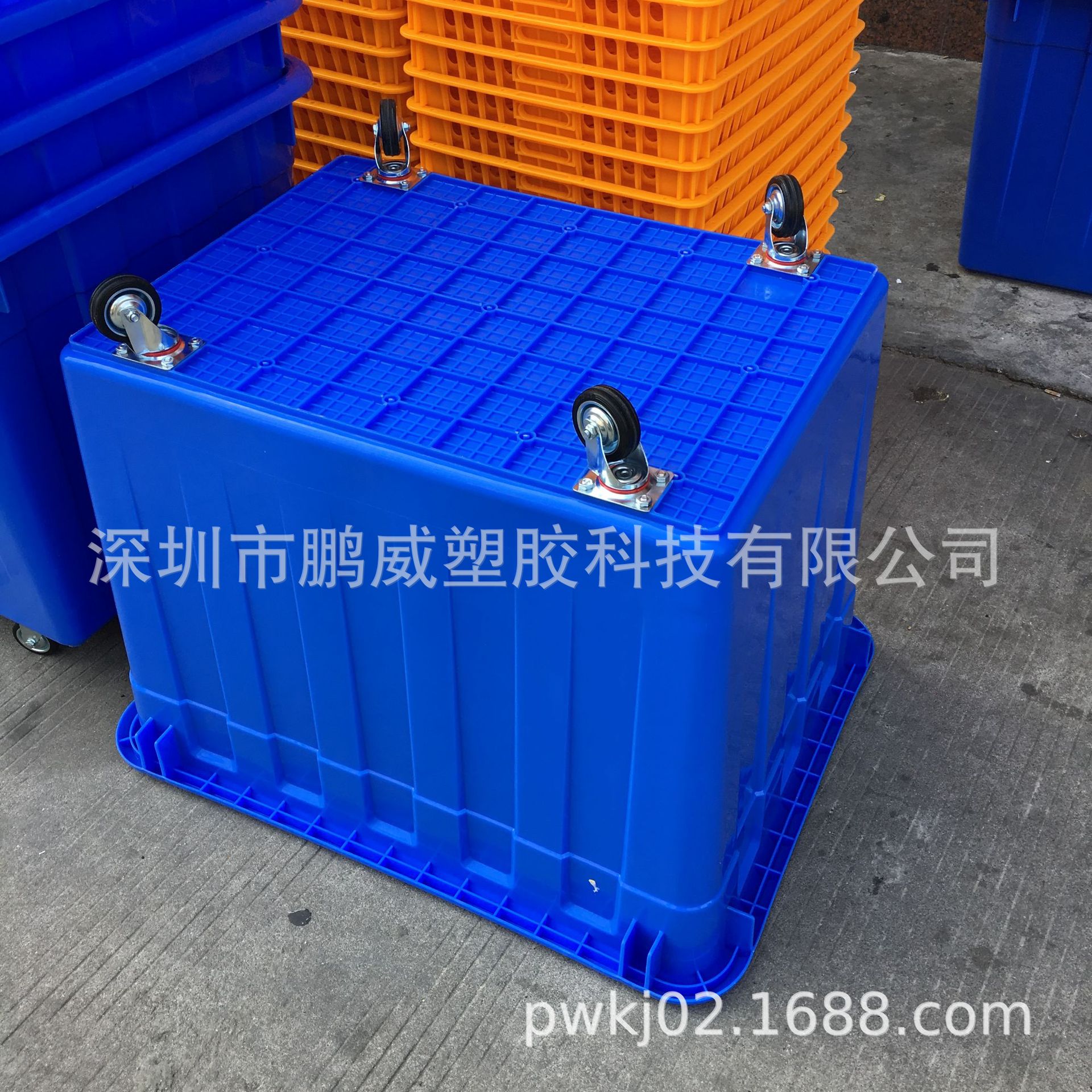 供应厦门塑胶400升带轮水箱全新HDPE材质周转箱食品储物腌制胶筐