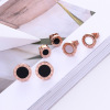 Golden black earrings stainless steel, jewelry, Korean style, pink gold