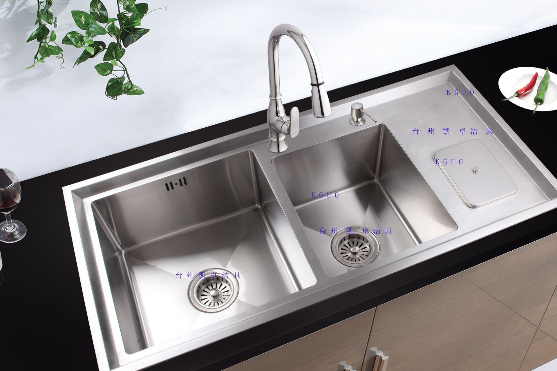 新中式样板间_中式时尚厨房洗碗池装修设计效果图 – 设计本装修效果图