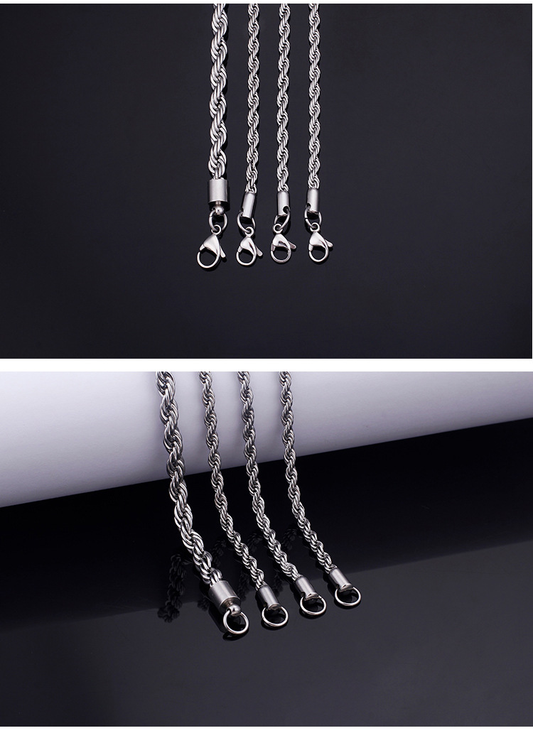 Retro Multi-size Twisted Rope Stainless Steel Necklace Wholesale Nihaojewelry display picture 2