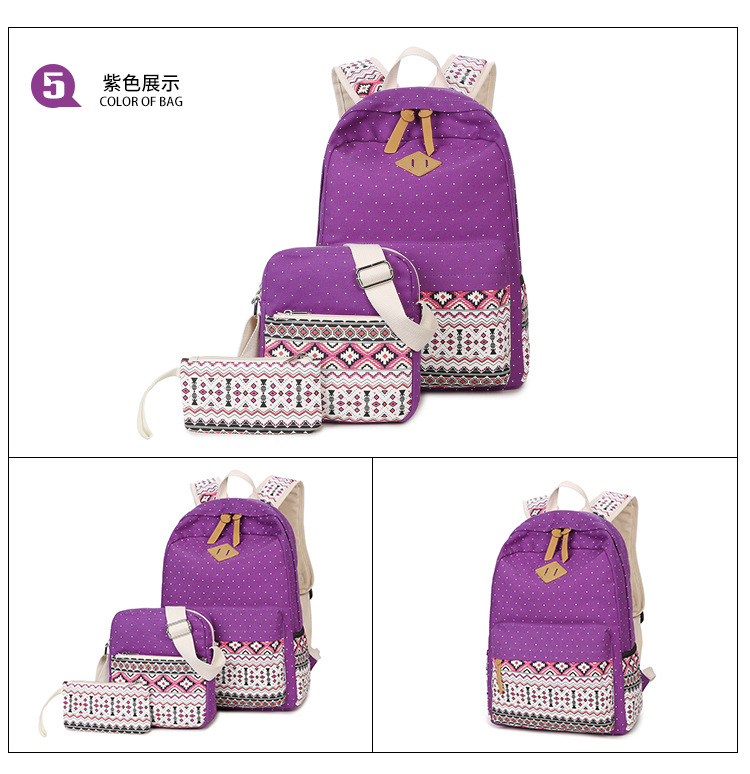Fashion Ethnic Printed Canvas Multifunctional Three-piece Backpack Wholesale Nihaojewelry display picture 23