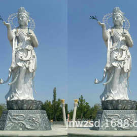 广场大型不锈钢观音雕塑图片 景区玻璃钢滴水观音像制作厂家