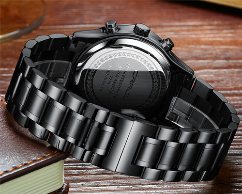 CRRJU/ Kajun 2214 New Men's Business Watch for Men, Six-Hole Chronograph Multifunction Stainless Steel Watch