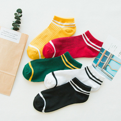 春季新款运动女袜 厂家批发透气浅口女士船袜 二条杠船袜女短袜女|ms