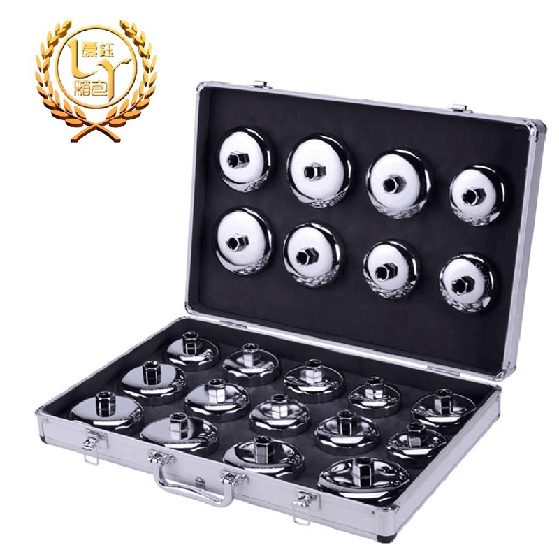 厂家供应22件套机油滤清器扳手工具箱铝合金汽保工具箱套筒收纳箱