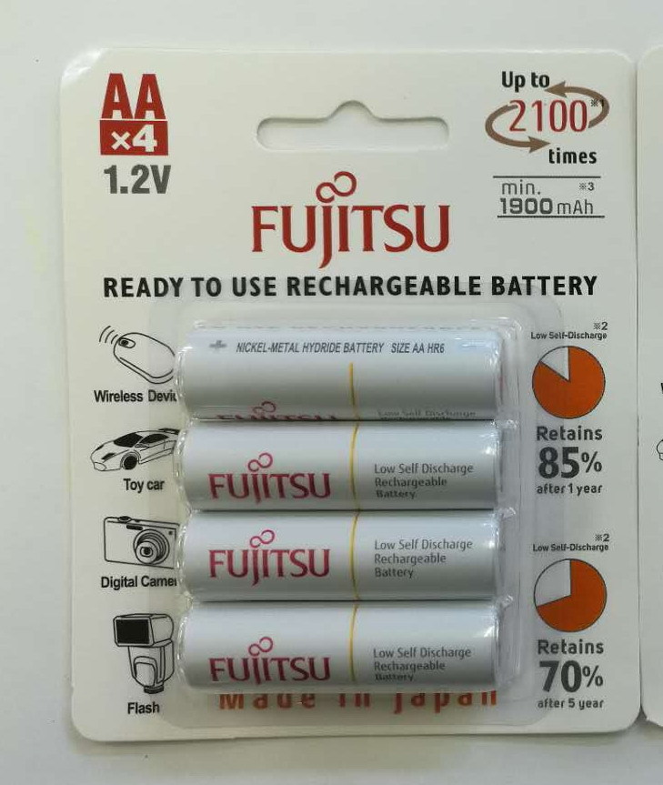 fujitsu日本FDK富士通750mah HR3可充电池7号AAA4节卡装HR-4UTCEU