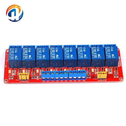 8-channel 5V relay module with optocoupler isolation, high/low level trigger, for PLC control expansion board