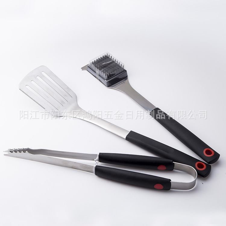 Nuevo mango de plástico traje parrilla Acero inoxidable BBQ4 set caja color herramientas barbacoa al aire libre cepillo limpieza utensilios