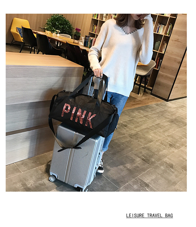 Pink Large Capacity Dry And Wet Separation Travel Bag display picture 5